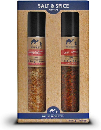 Giant Grinder Gift Set: Himalayan Salt Grinder - 380g & Chilli Lover Grinder - 165g.