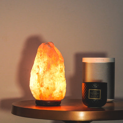 Himalayan Salt lamp with wooden base and plug in