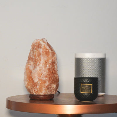 Himalayan Salt lamp with wooden base and plug in