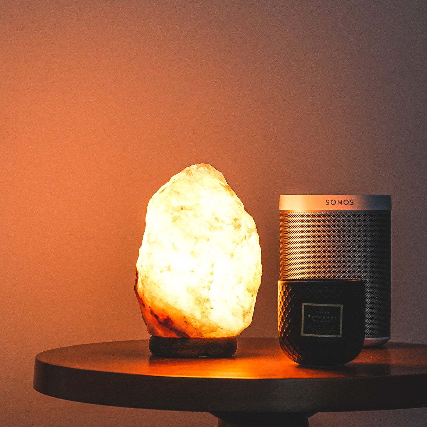 Himalayan Salt lamp with wooden base and plug in