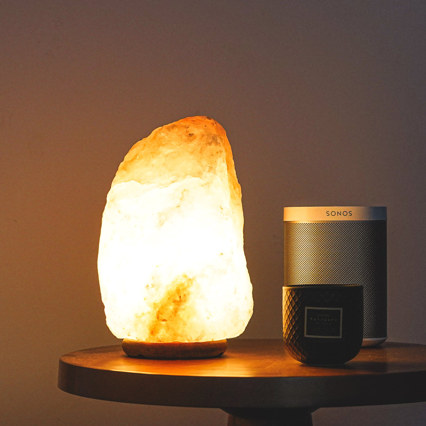 Himalayan Salt lamp with wooden base and plug in